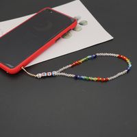 Fashion Anti-lost Acrylic Love Letter Short Rainbow Crystal Mobile Phone Chain sku image 1