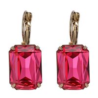 Fashion Geometric Inlaid Gemstone Metal Artificial Gemstones Artificial Crystal Artificial Diamond 14K Gold Plated Earrings sku image 6