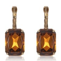 Fashion Geometric Inlaid Gemstone Metal Artificial Gemstones Artificial Crystal Artificial Diamond 14K Gold Plated Earrings sku image 8