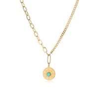 Retro Bohemian Turquoise Stainless Steel Necklace sku image 1
