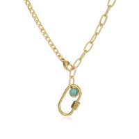 Personality Creative Stitching Golden Turquoise Necklace sku image 1