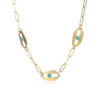 Simple Personality Inlaid Turquoise Necklace sku image 1