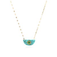 Fashion Personality Semi-circular Turquoise Golden Necklace sku image 1