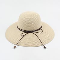 Sombrero De Paja De Playa De Protección Solar Con Lazo Elegante Coreano Tleisure sku image 1