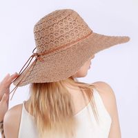 Korean Fashion Big Eaves Breathable Lace Straw Hat sku image 1