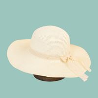 Korean Fashion Wide-brimmed Lace Bow Straw Hat sku image 2