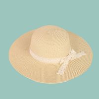 Korean Fashion Wide-brimmed Lace Bow Straw Hat sku image 3