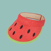 Simple Watermelon Empty Top Wide Brim Sunshade Straw Hat sku image 2