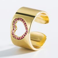 Fashion Geometric Heart-shaped Brass Inlaid Zircon Open Ring sku image 1