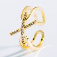 Fashion Geometric Heart-shaped Brass Inlaid Zircon Open Ring sku image 2