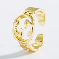 Fashion Geometric Heart-shaped Brass Inlaid Zircon Open Ring sku image 3
