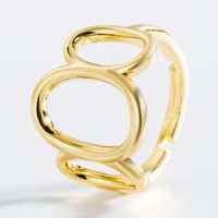 Fashion Copper Plated 18k Gold Geometric Open Ring sku image 2