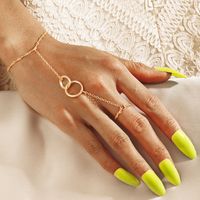 Fashion Simple Creative Golden Circle Buckle Bracelet Ring One Set sku image 1