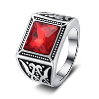 Fashion Simple Platinum Red Zircon Ring sku image 3