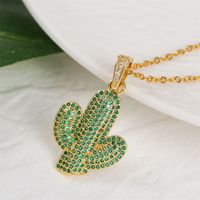 Mode Pflanze Kaktus Eingelegte Zirkonium Halskette sku image 1