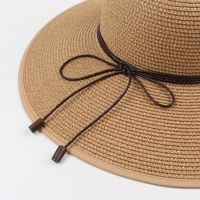 Korean Tleisure Elegant Bow Sunscreen Beach Straw Hat main image 4