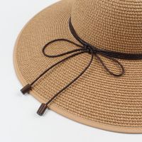 Sombrero De Paja De Playa De Protección Solar Con Lazo Elegante Coreano Tleisure main image 4