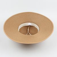 Sombrero De Paja De Playa De Protección Solar Con Lazo Elegante Coreano Tleisure main image 5