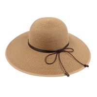 Sombrero De Paja De Playa De Protección Solar Con Lazo Elegante Coreano Tleisure main image 6