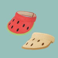 Simple Watermelon Empty Top Wide Brim Sunshade Straw Hat main image 3