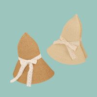 Korean Fashion Wide-brimmed Lace Bow Straw Hat main image 4