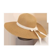 Korean Fashion Wide-brimmed Lace Bow Straw Hat main image 3
