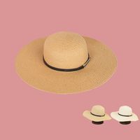 Korean Fashion Belt Buckle Wide-brimmed Straw Hat main image 2