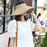 Summer Fashion Sunshade Empty Top Folding Big Brim Straw Hat main image 5
