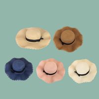 Korean Fashion Bowknot Wave Side Shade Straw Hat main image 6