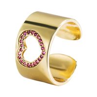 Fashion Geometric Heart-shaped Brass Inlaid Zircon Open Ring main image 6