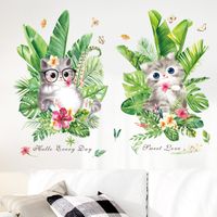Fashion Green Plant Photo Frame Potted Kitten Wall Stickers main image 1