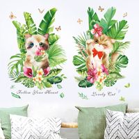 Fashion Green Plant Photo Frame Potted Kitten Wall Stickers main image 4