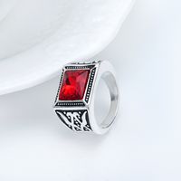 Fashion Simple Platinum Red Zircon Ring main image 5