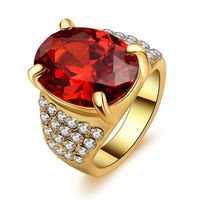 Retro Crystal Golden Oval Ruby Ring Set main image 1