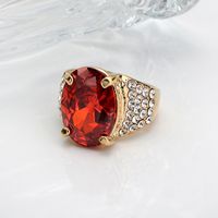 Retro Crystal Golden Oval Ruby Ring Set main image 4