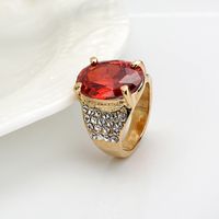Retro Crystal Golden Oval Ruby Ring Set main image 5