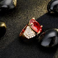 Retro Crystal Golden Oval Ruby Ring Set main image 6