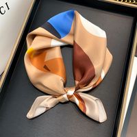 Simple Contrast Color Small Square Silk Scarf Wholesale main image 1