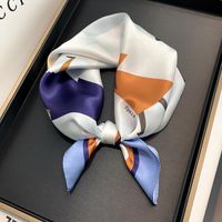 Simple Contrast Color Small Square Silk Scarf Wholesale main image 3