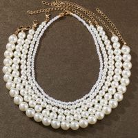 Retro Simple Pearl Chain Necklace main image 3
