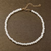 Retro Simple Pearl Chain Necklace main image 4