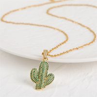 Mode Pflanze Kaktus Eingelegte Zirkonium Halskette main image 4