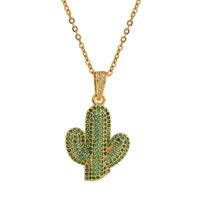 Mode Pflanze Kaktus Eingelegte Zirkonium Halskette main image 6