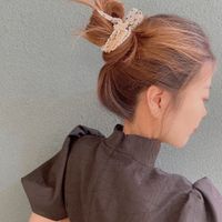 Korean Multi-layer Bead Chain Polka Dot Bow Hair Scrunchies main image 5