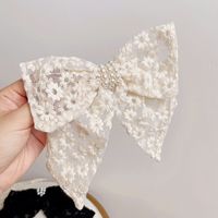 Korean Retro Fabric Lace Pearl Bow Spring Clip main image 6