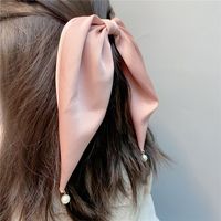 Korean Style Satin Bow Pearl Hairpin main image 1