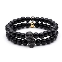 Fashion Natural Frosted Stone Micro-inlaid Zircon Skull Bracelet main image 1