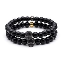 Fashion Natural Frosted Stone Micro-inlaid Zircon Skull Bracelet main image 2