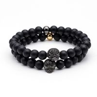 Fashion Natural Frosted Stone Micro-inlaid Zircon Skull Bracelet main image 3