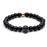 Fashion Natural Frosted Stone Micro-inlaid Zircon Skull Bracelet main image 4